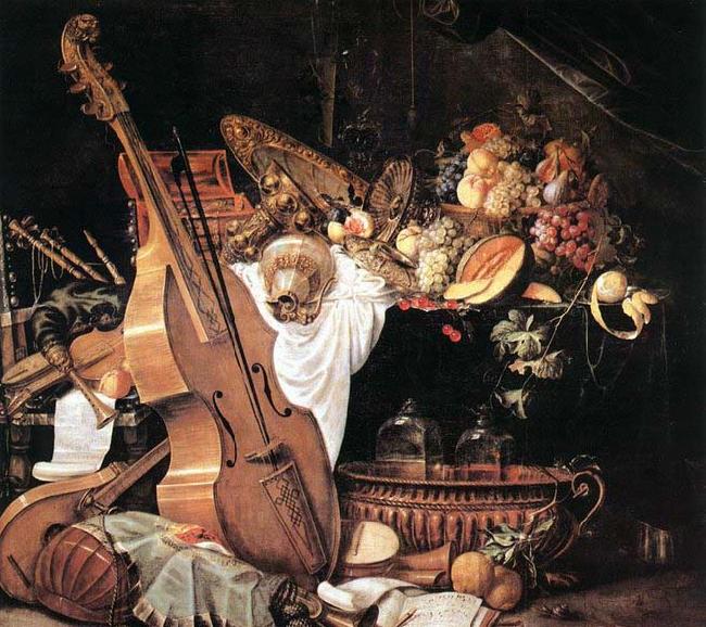 Cornelis de Heem Vanitas Still-Life with Musical Instruments after 1661 Norge oil painting art